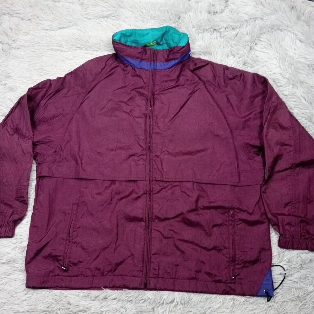 Vintage Guide Series Jacket Mens L Purple Windbreaker Packable Hood 90's‎ Vented